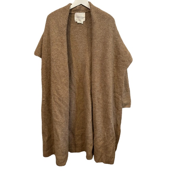 Anthropologie Womens Cardigan OS Small camel Longline Open Front Soft Relaxed - Picture 1 of 4